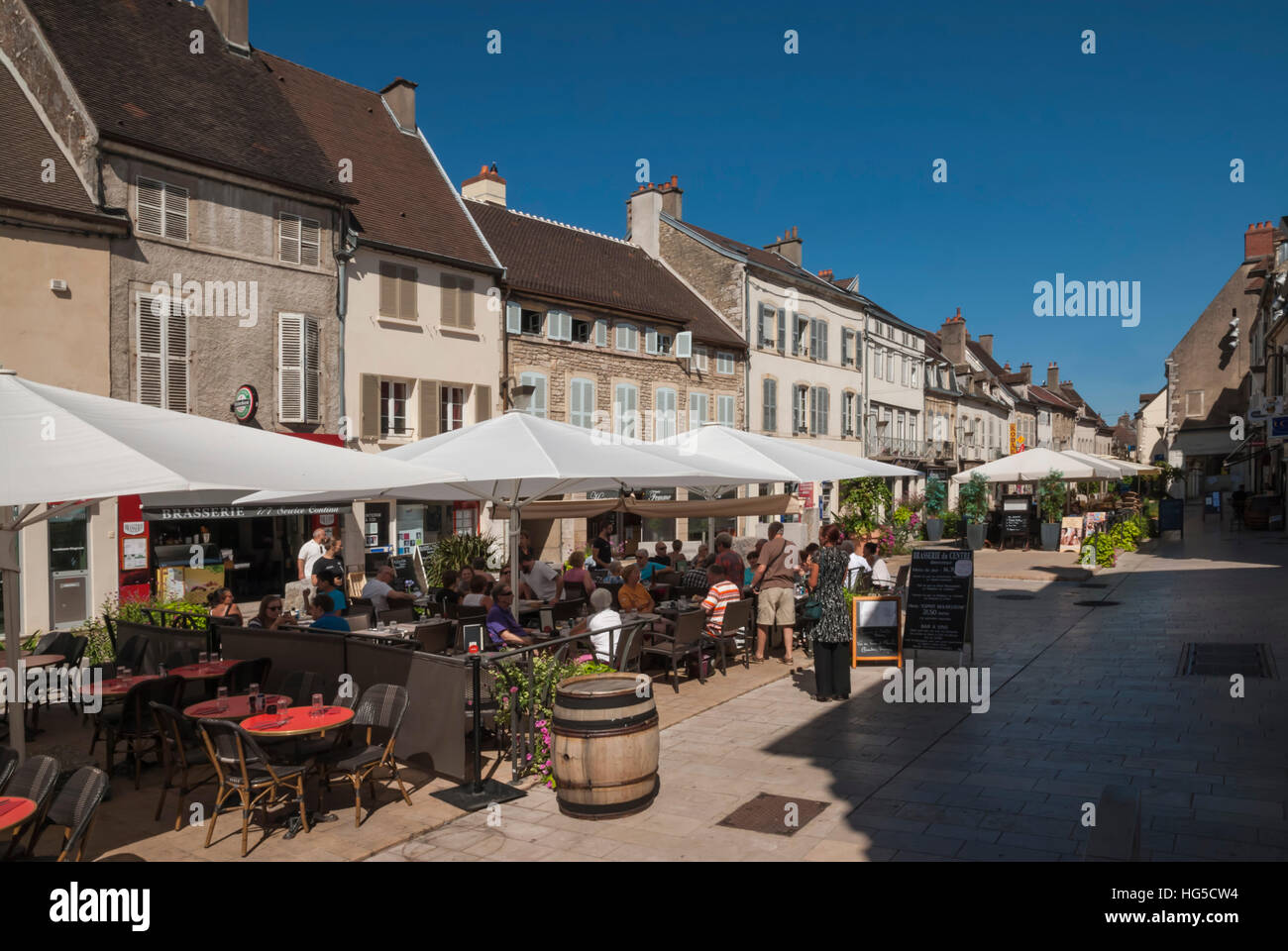Town Square, Nuit Saint Georges, Wine area, Beaune, Cote d'Or, Burgundy, France Stock Photo