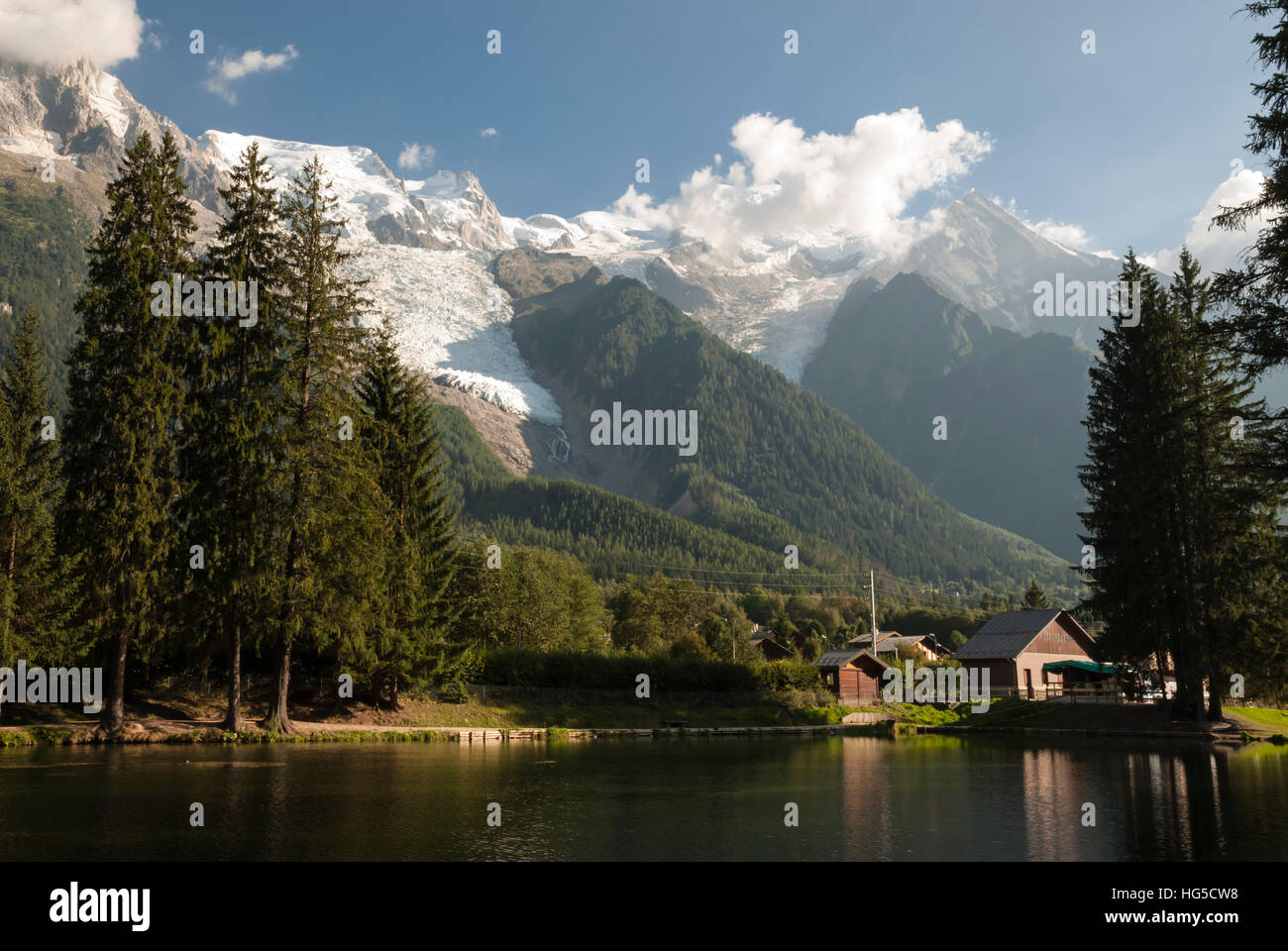 Mont Blanc, 4809m, and the Glaciers, Chamonix, Haute Savoie, French Alps, France Stock Photo
