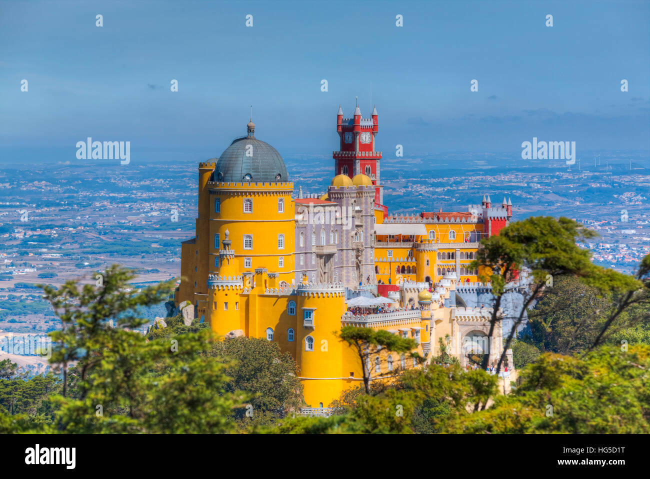 Overview, taken from High Cross Area, Penna National Palace, Sintra, UNESCO, Portugal Stock Photo