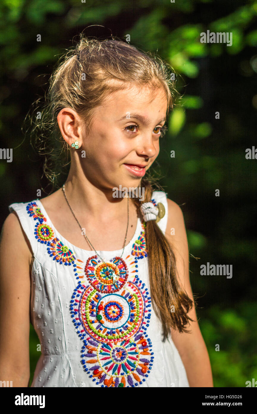 Portrait of beautiful girl in the Park Stock Photo - Alamy