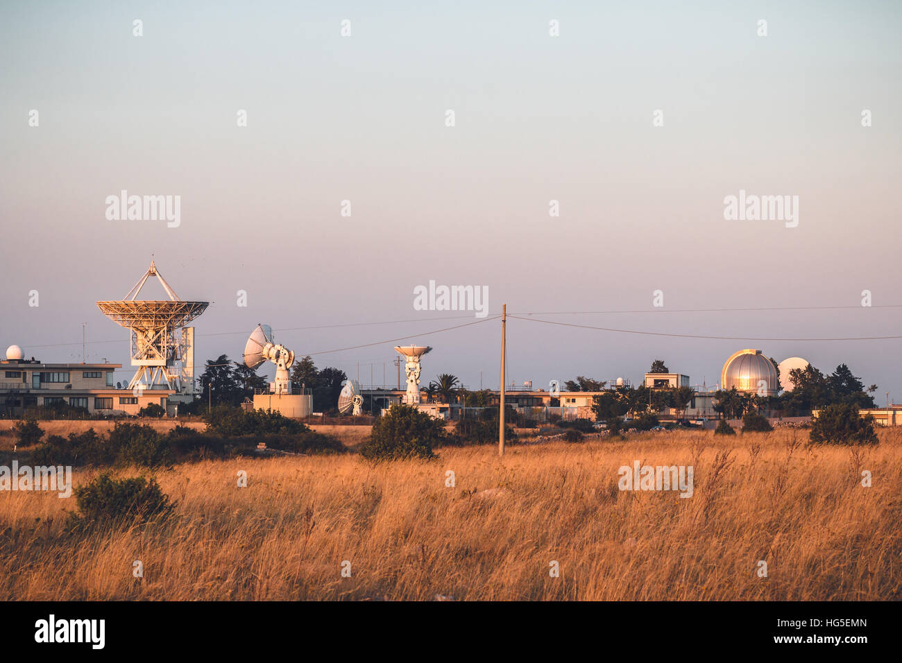 Matera Space Centre in Italy, Telescopes radio-telescope and radar satellite Stock Photo