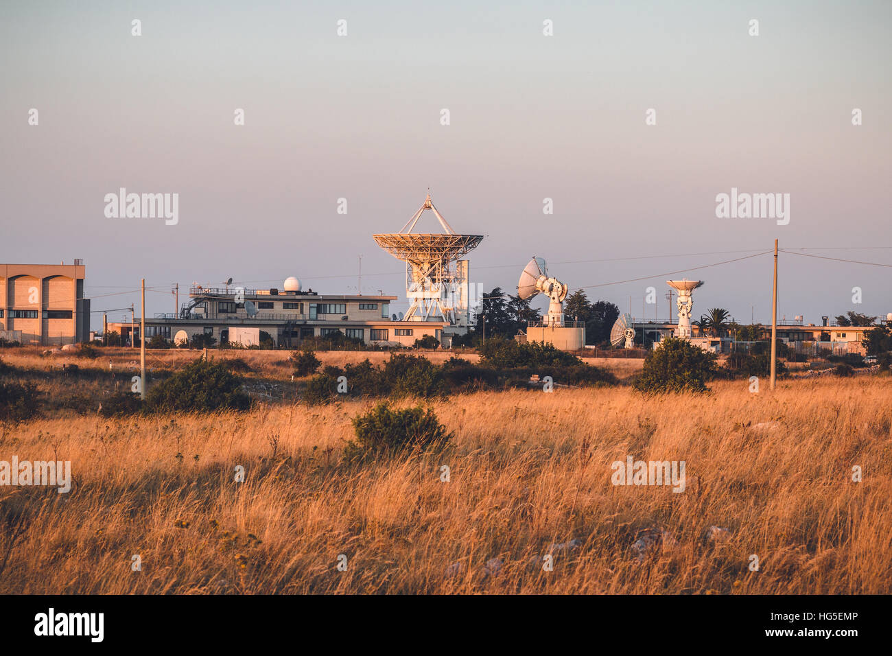 Matera Space Centre in Italy, Telescopes radio-telescope and radar satellite Stock Photo