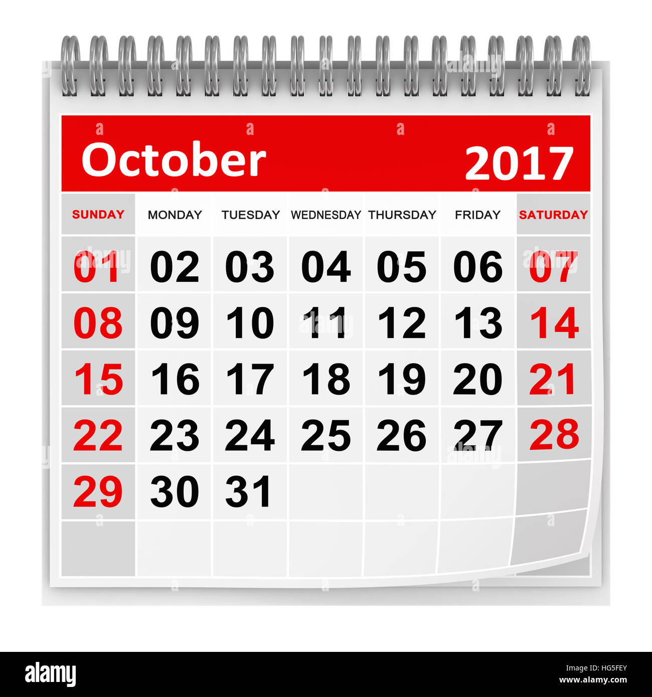 October calendar Cut Out Stock Images & Pictures - Alamy