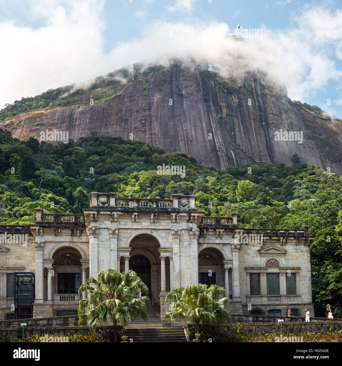 Rio de Janeiro, Brazil -  January 3, 2017: Italian architecture style mansion in Parque Lage. It is now a School of Visual Arts of Rio de Janeiro Stock Photo