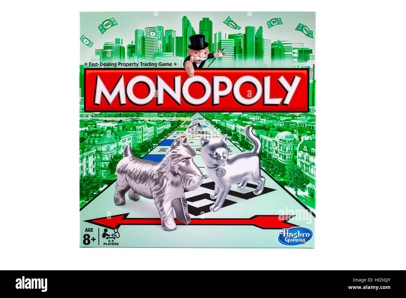 what color are the hotels in the classic version of monopoly green red blue