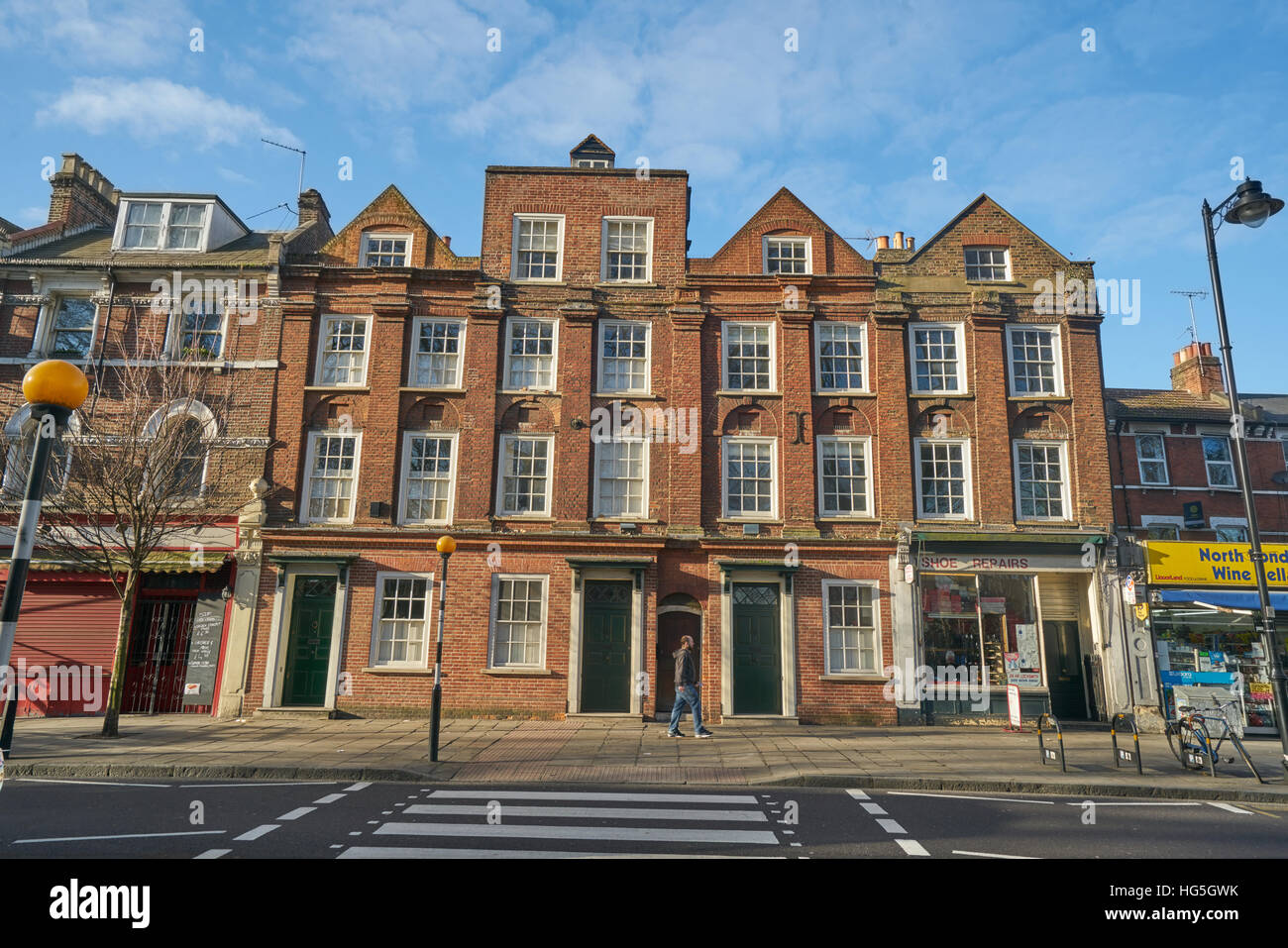 Newington Green.   The oldest terrace of houses in England. Stock Photo
