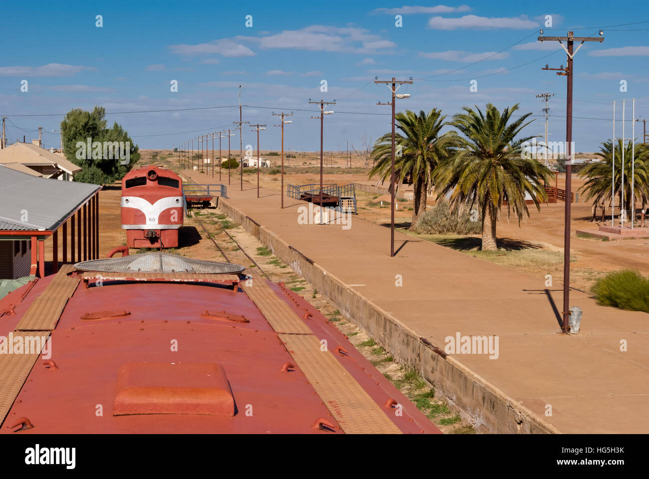 Abandoned train in Marree, South Australia Stock Photo