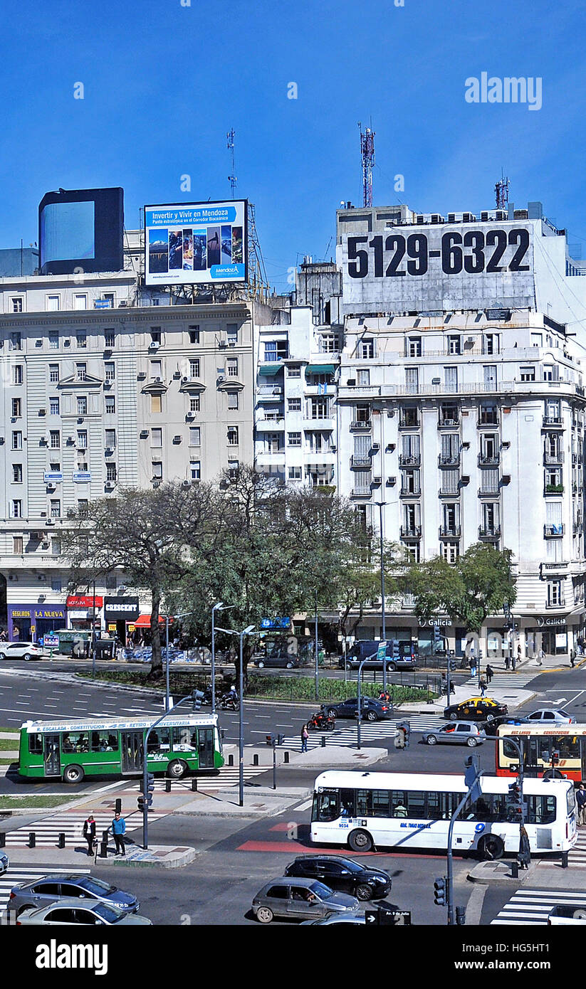 9 de Julio avenue, Buenos Aires, Argentina Stock Photo