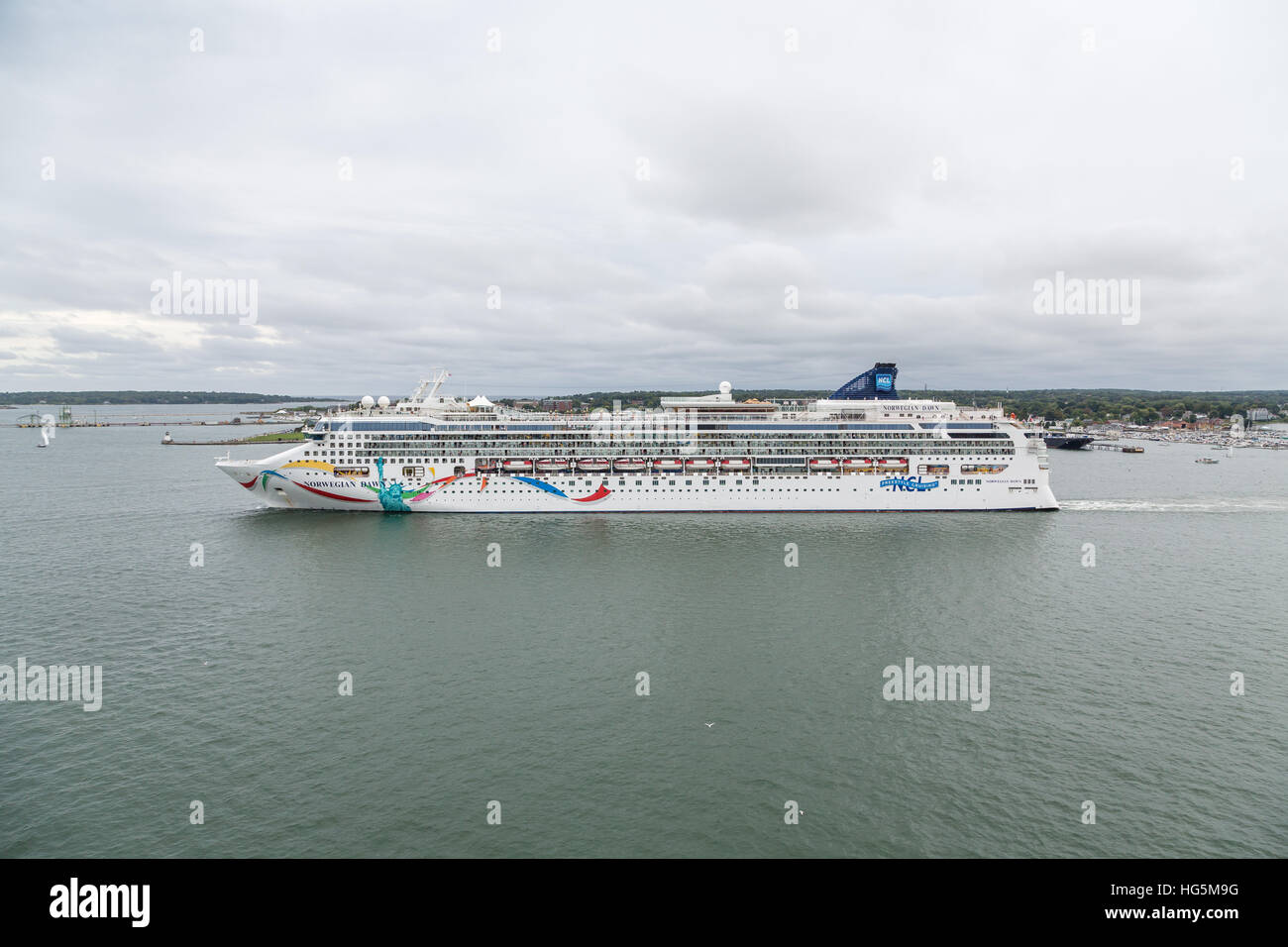 The cruise ship Norwegian Dawn sailing out of Portland Maine Stock Photo Alamy