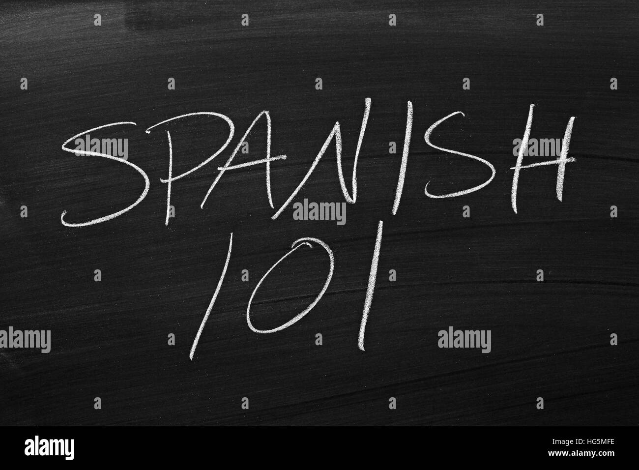 The words "Spanish 101" on a blackboard in chalk Stock Photo Alamy
