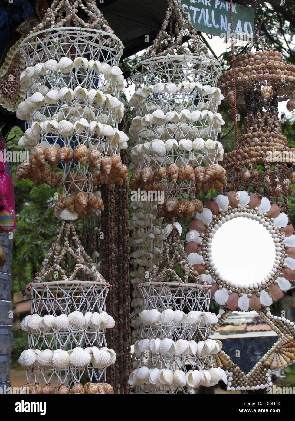 Show piece made from sea shells. Malampuzha, Palakkad, Kerala, India Stock Photo