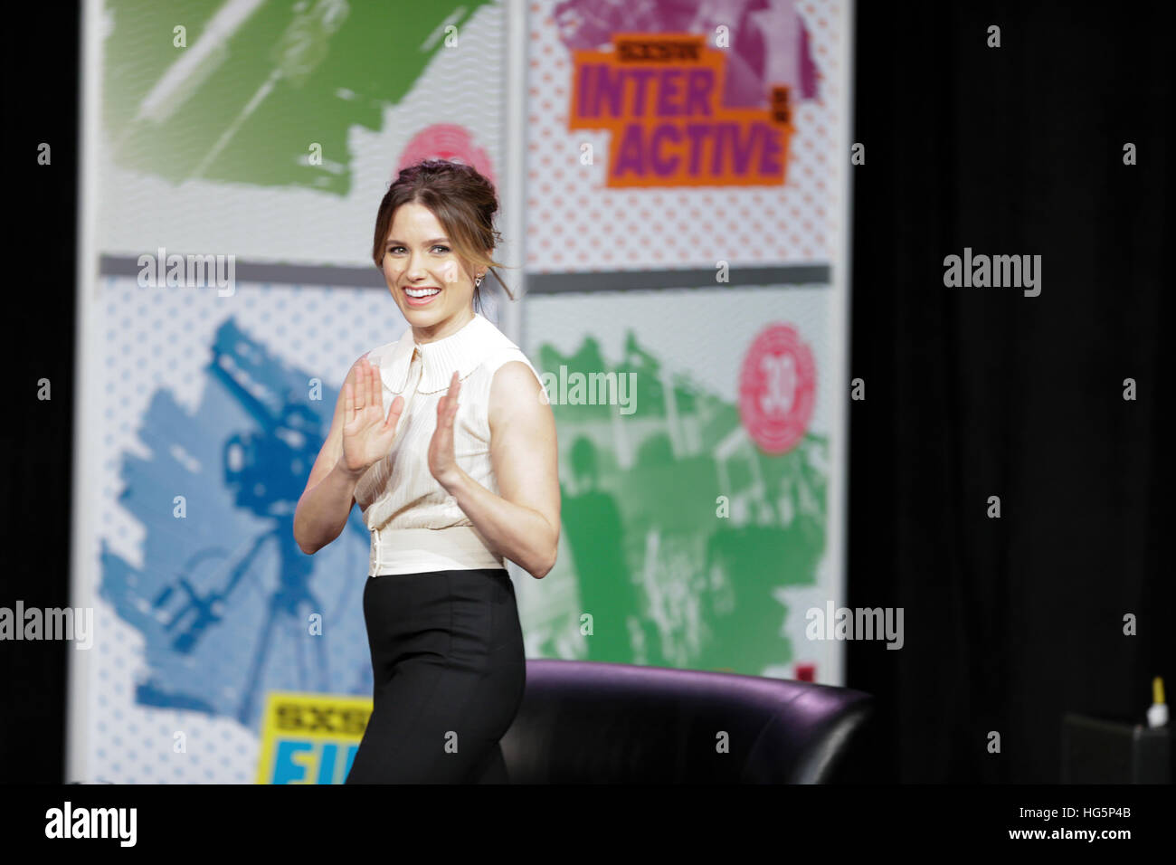 Sophia Bush speaks during a SXSW keynote dedicated to the 'Let Girls Learn' initiative on March 16, 2016 in Austin, Texas. Stock Photo