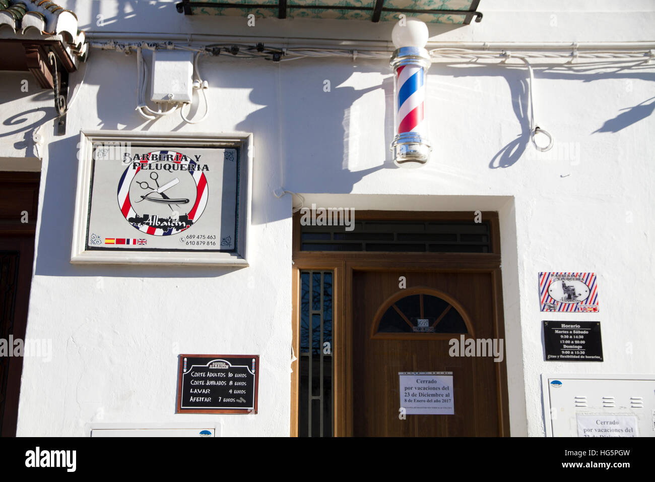 Barber shop Granada Andalusia Spain Stock Photo Alamy