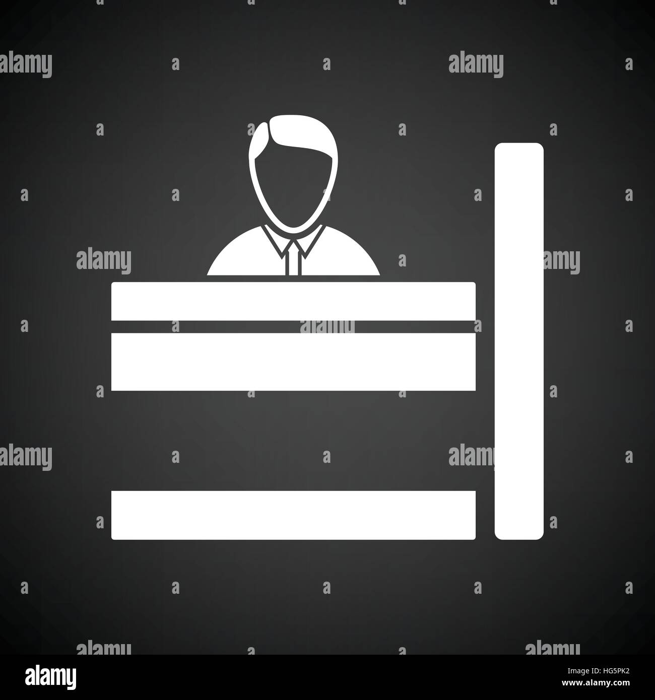 Bank clerk icon. Black background with white. Vector illustration Stock ...