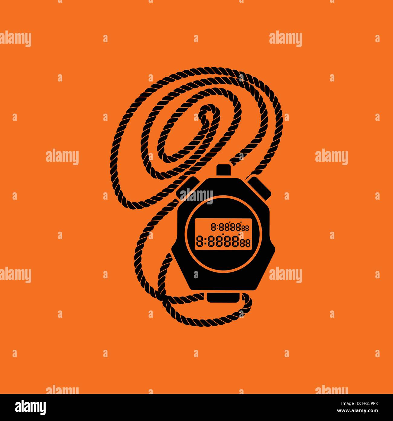 Coach stopwatch icon. Orange background with black. Vector illustration