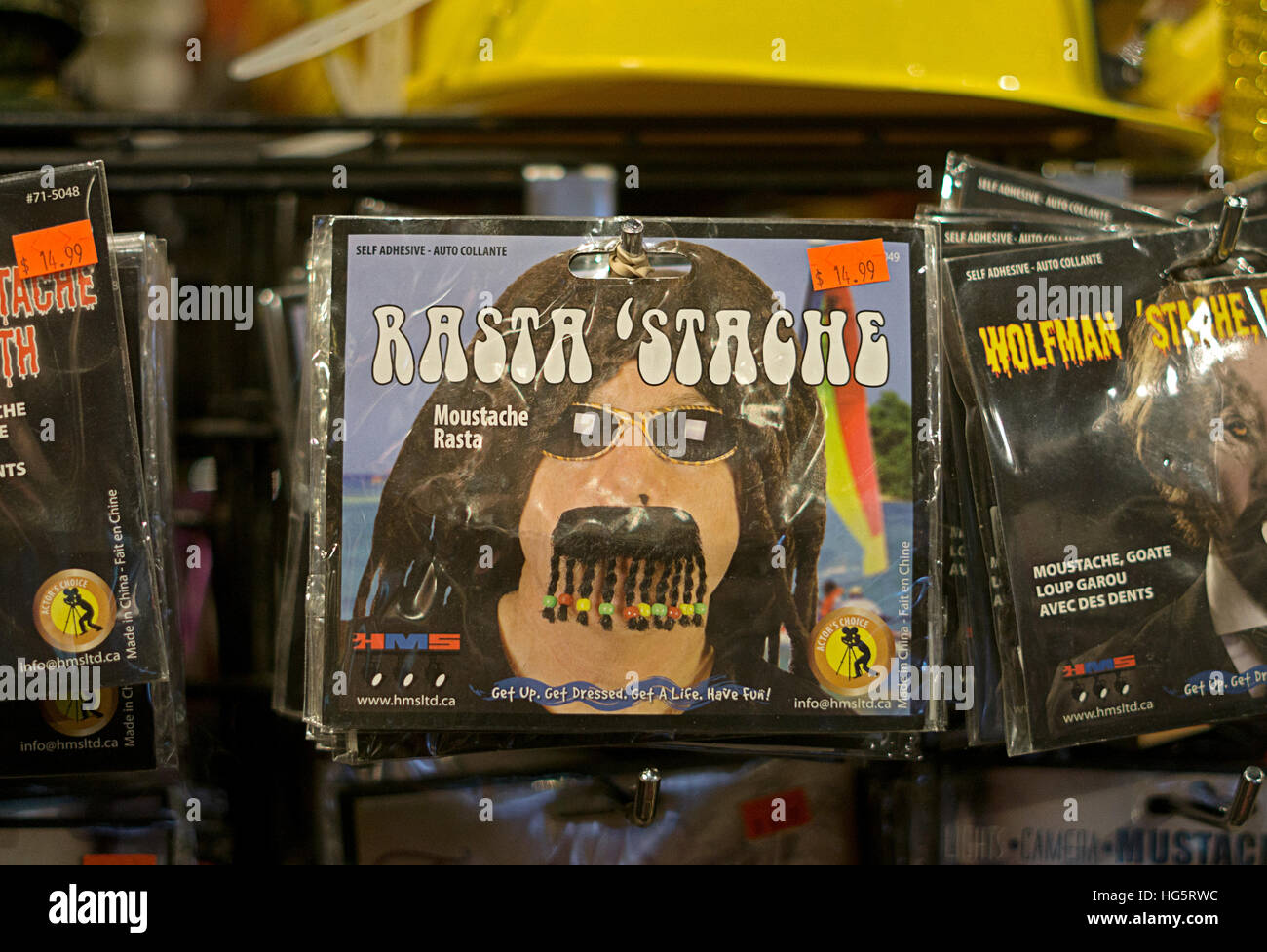 A fake rasta mustache for sale at the Halloween Adventure costume shop in  Greenwich Village, New York City Stock Photo - Alamy