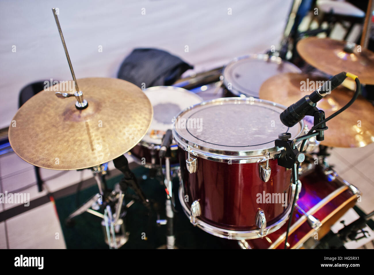 Club Instrument Set of musical instruments drums at club Stock Photo - Alamy