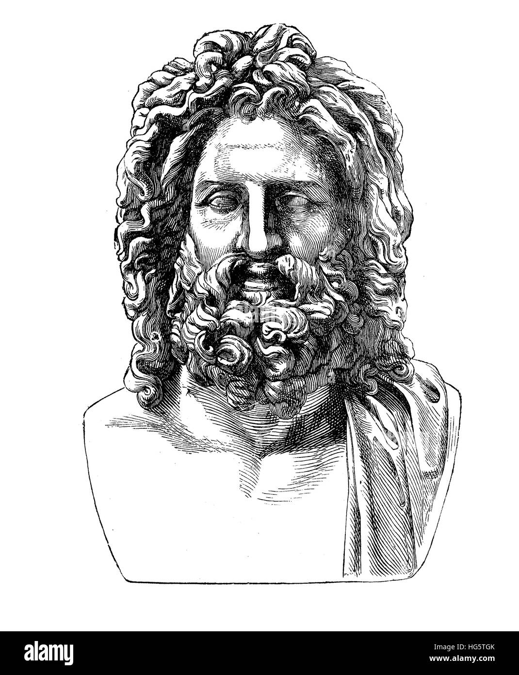 Ancient Roman bust of hellenic god Zeus, found in Umbrian city Otricoli in 1775, now in Vatican museum Stock Photo