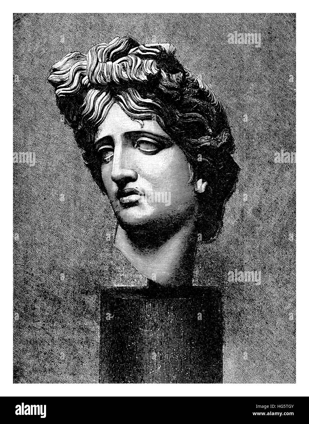 Apollo Belvedere, ancient Roman marble head of 120-140 AD, now in British Museum Stock Photo