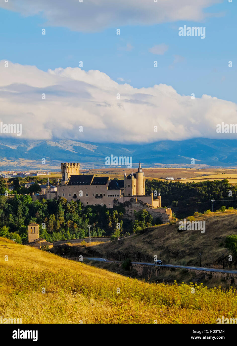 Spain, Castile and Leon, Segovia, View of the Alcazar. Stock Photo