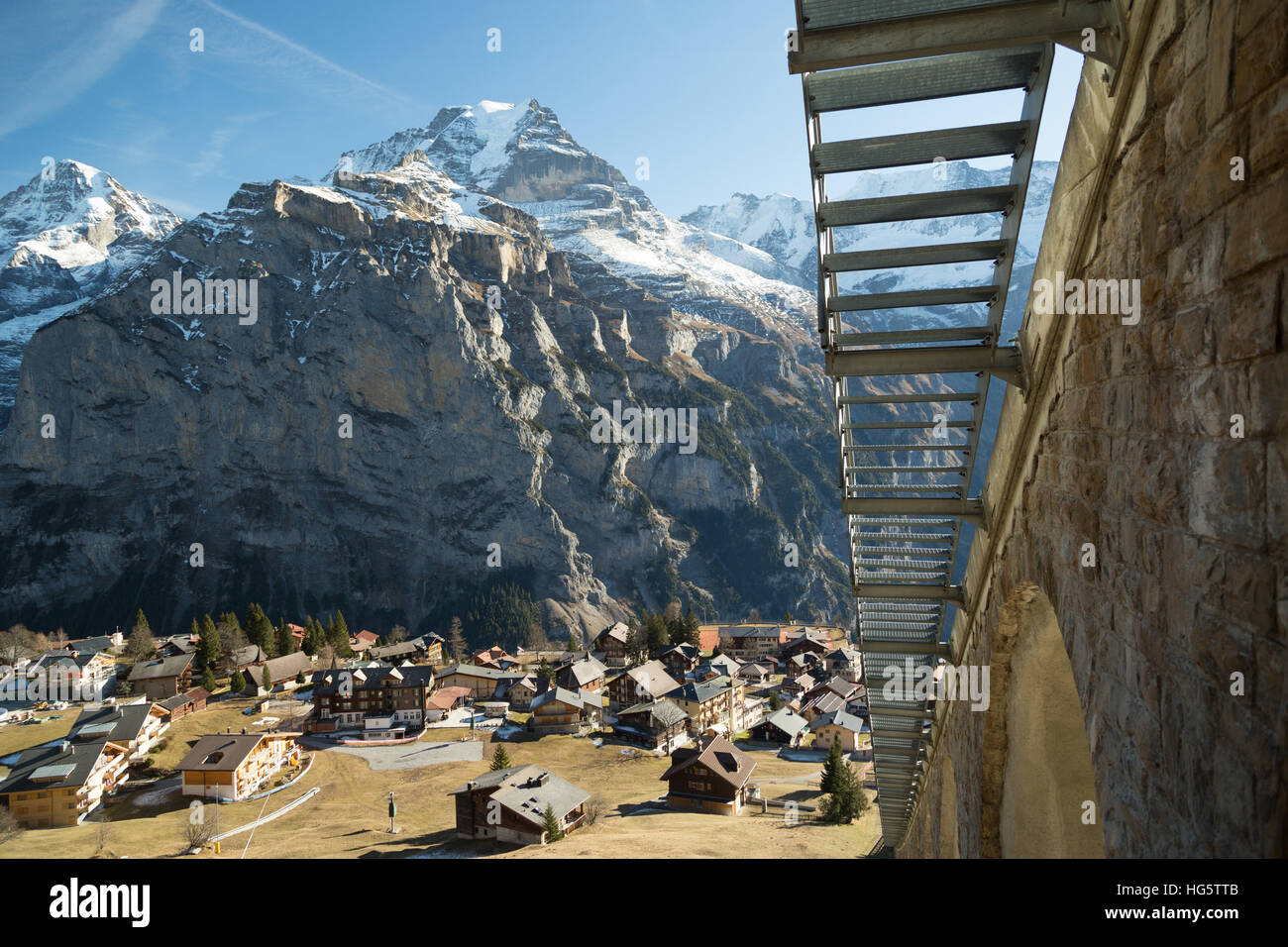 A photograph of the mountain known as Mönch in the Bernese Alps ...