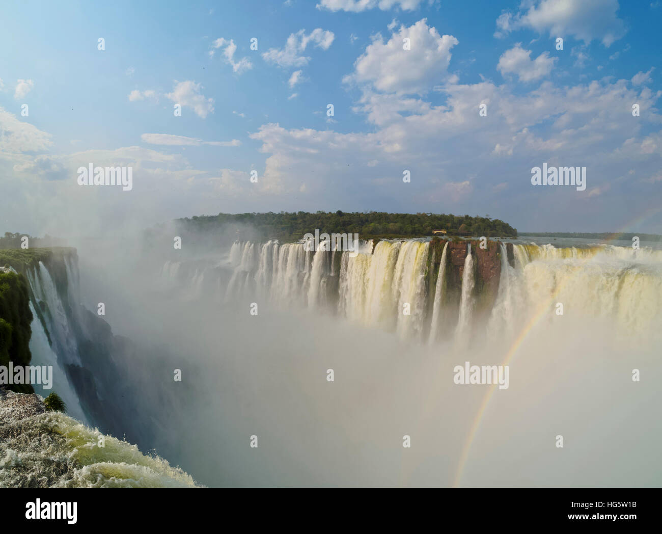 Argentina, Misiones, Puerto Iguazu, Iguazu Falls, View of the Garganta del Diablo. Stock Photo