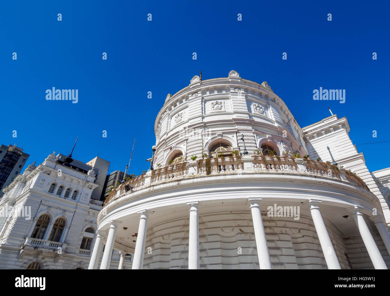 Argentina, Buenos Aires Province, La Plata, View of the City Hall on Plaza Moreno. Stock Photo