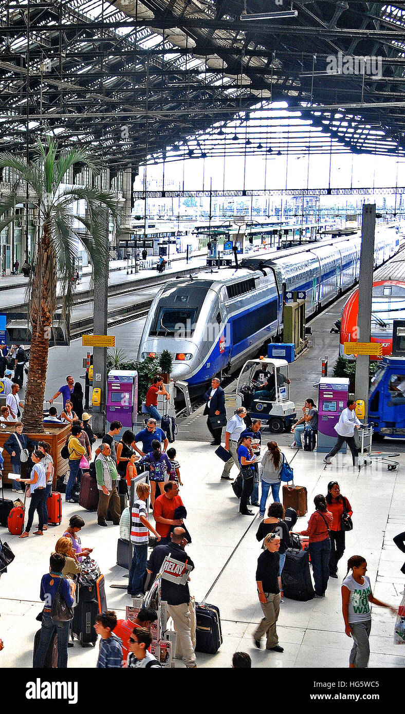 Lyon railways station Paris France Stock Photo