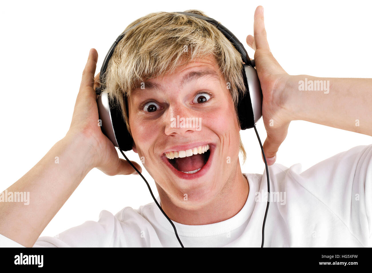 DJ with headphones Stock Photo Alamy