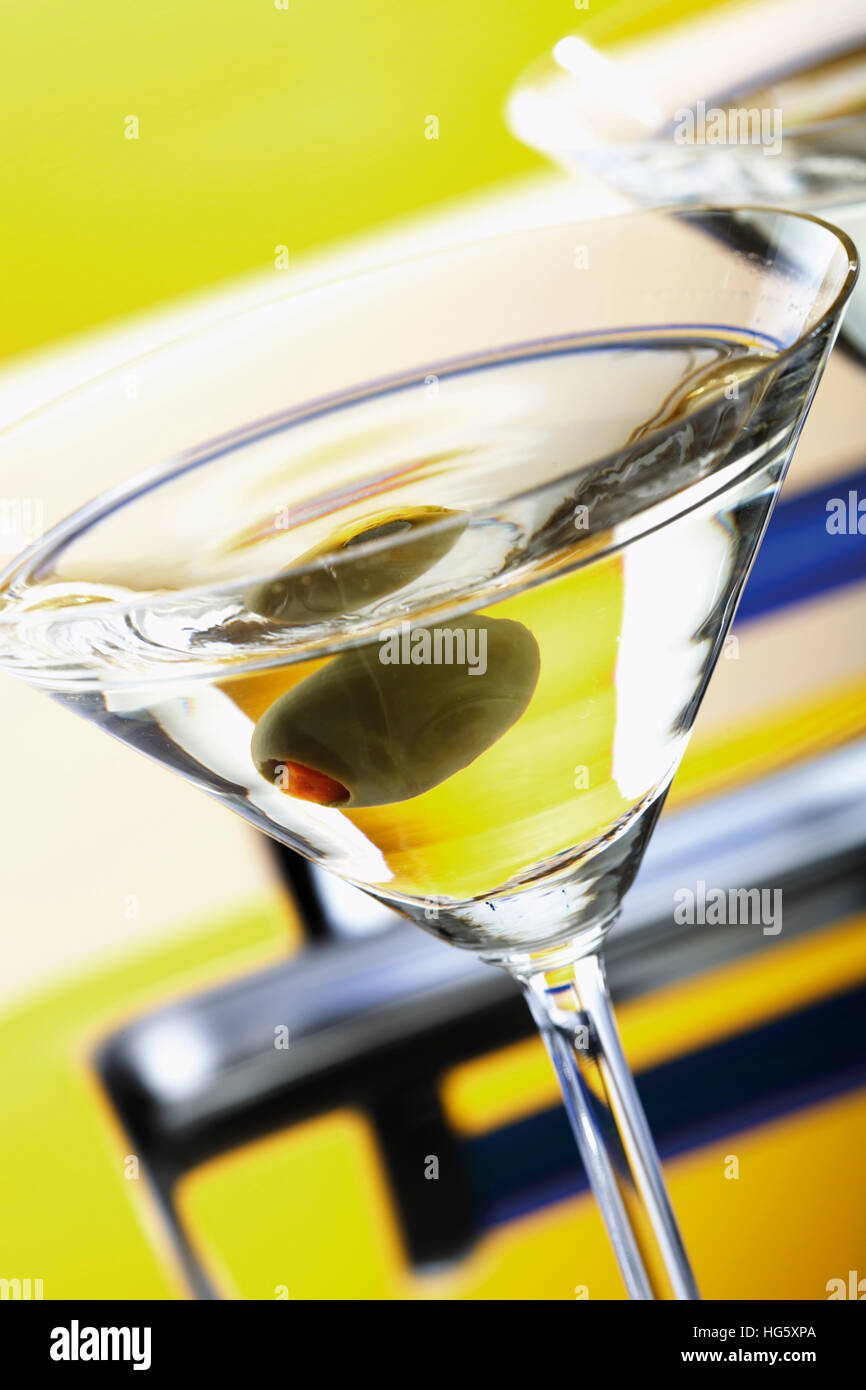 Glass of Olive Martini Stock Photo - Alamy