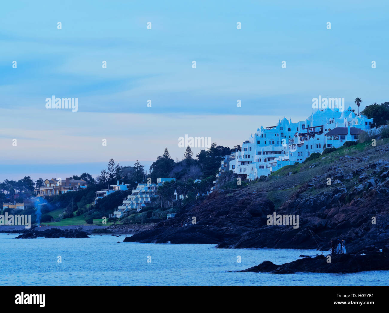 Uruguay, Maldonado Department, Punta Ballena, View of the Casapueblo, hotel, museum and art gallery of an artist Carlos Paez Stock Photo