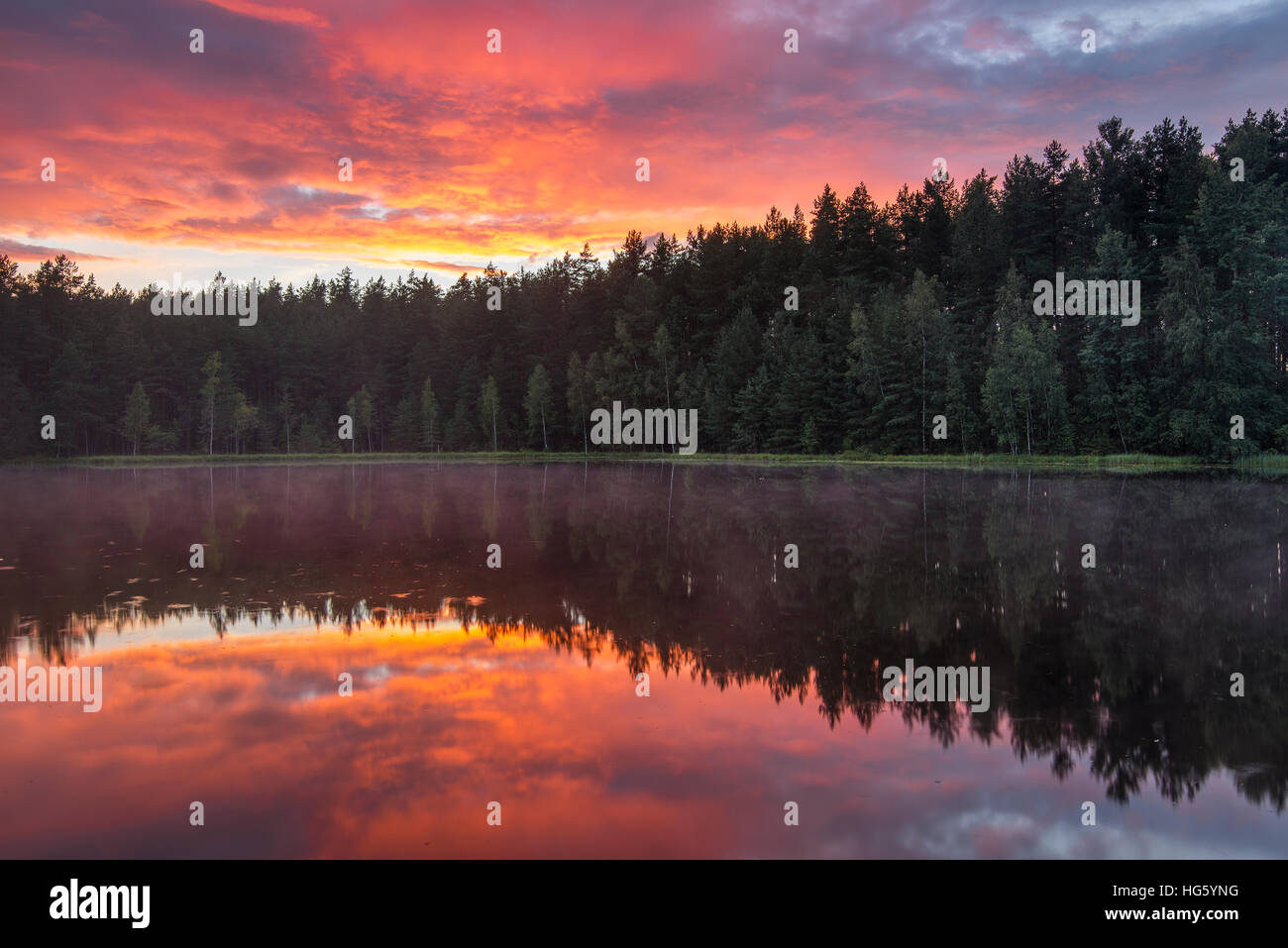 Summer landscape sunset on lake hi-res stock photography and images - Alamy