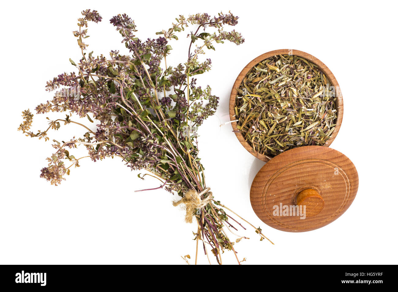 Dried and crushed thyme spice in cooking Stock Photo Alamy