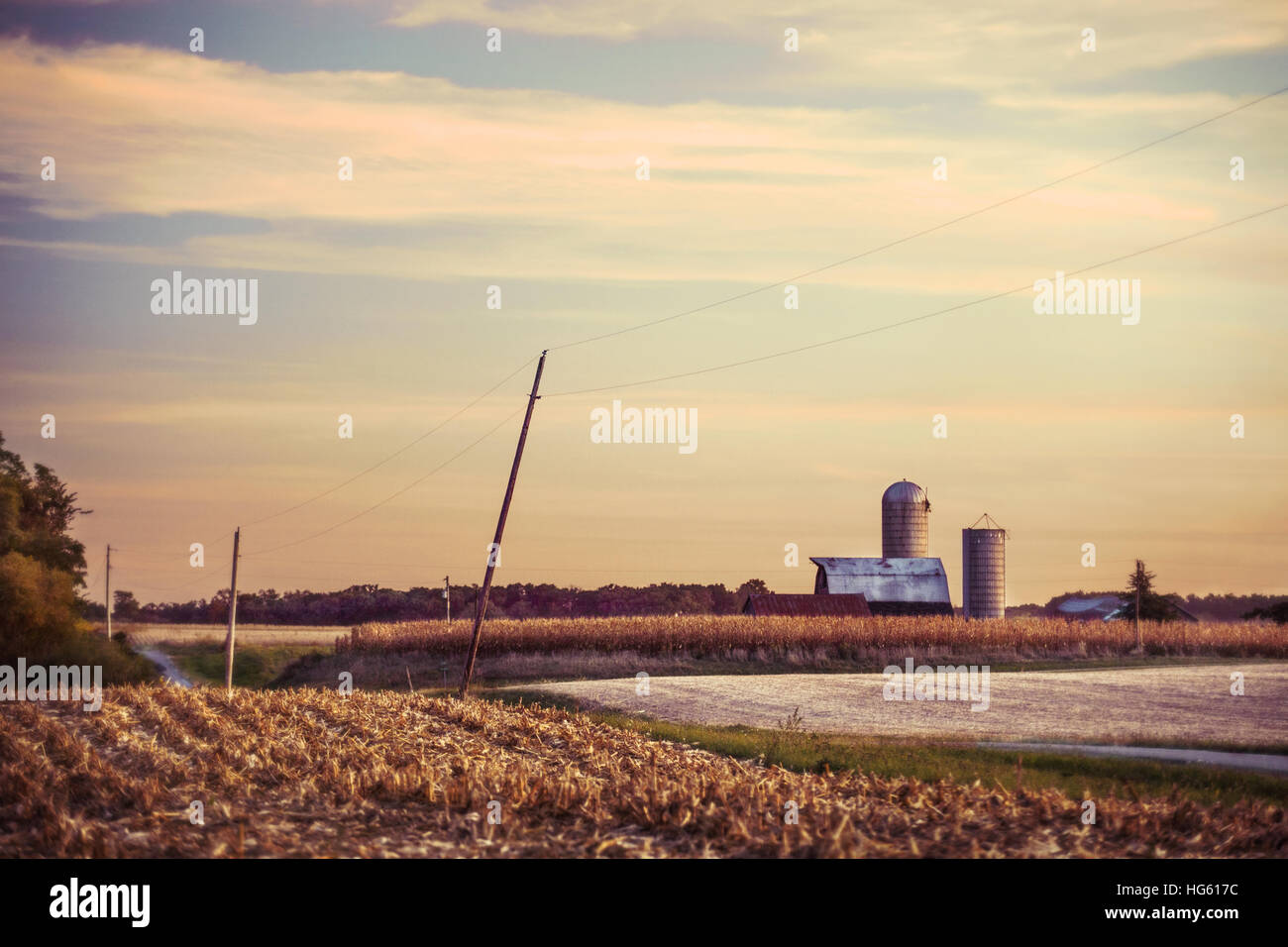 Midwest USA farm landscape Stock Photo