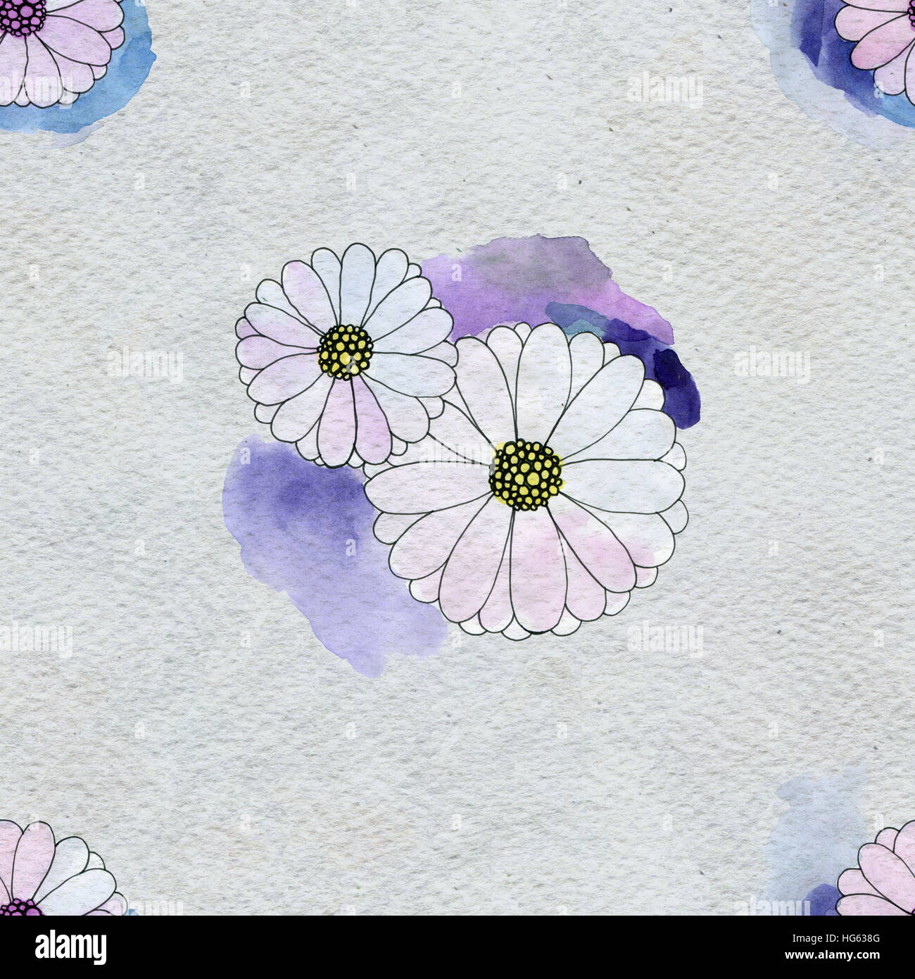 Seamless floral pattern with daisy flowers Stock Photo - Alamy