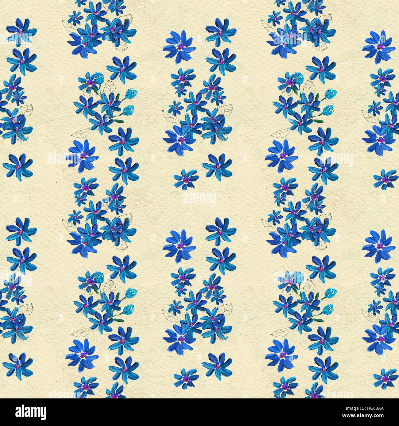 Seamless pattern with blue flowers Stock Photo - Alamy