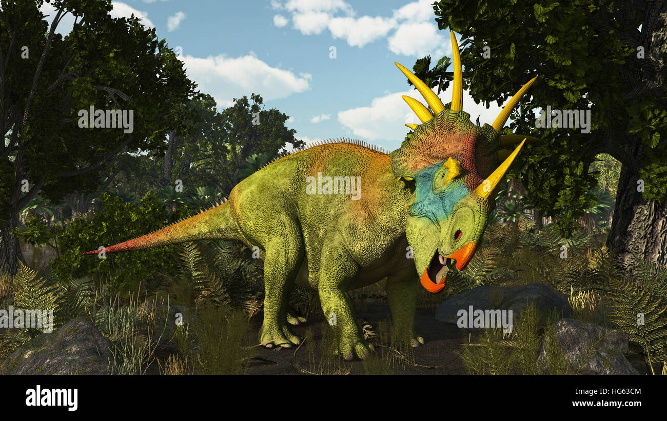 Styracosaurus, a horned dinosaur of the late Cretaceous. Stock Photo