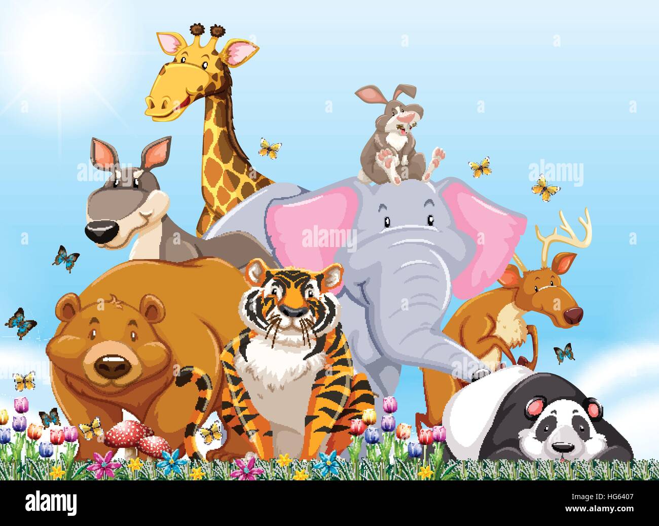 Many Types Wild Animals Illustration Stock Photos & Many Types Wild