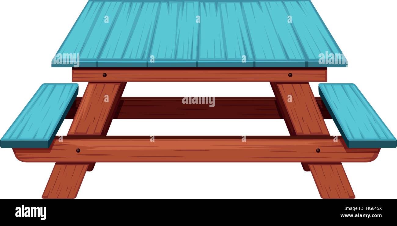 Picnic table painted blue illustration Stock Vector Image & Art - Alamy