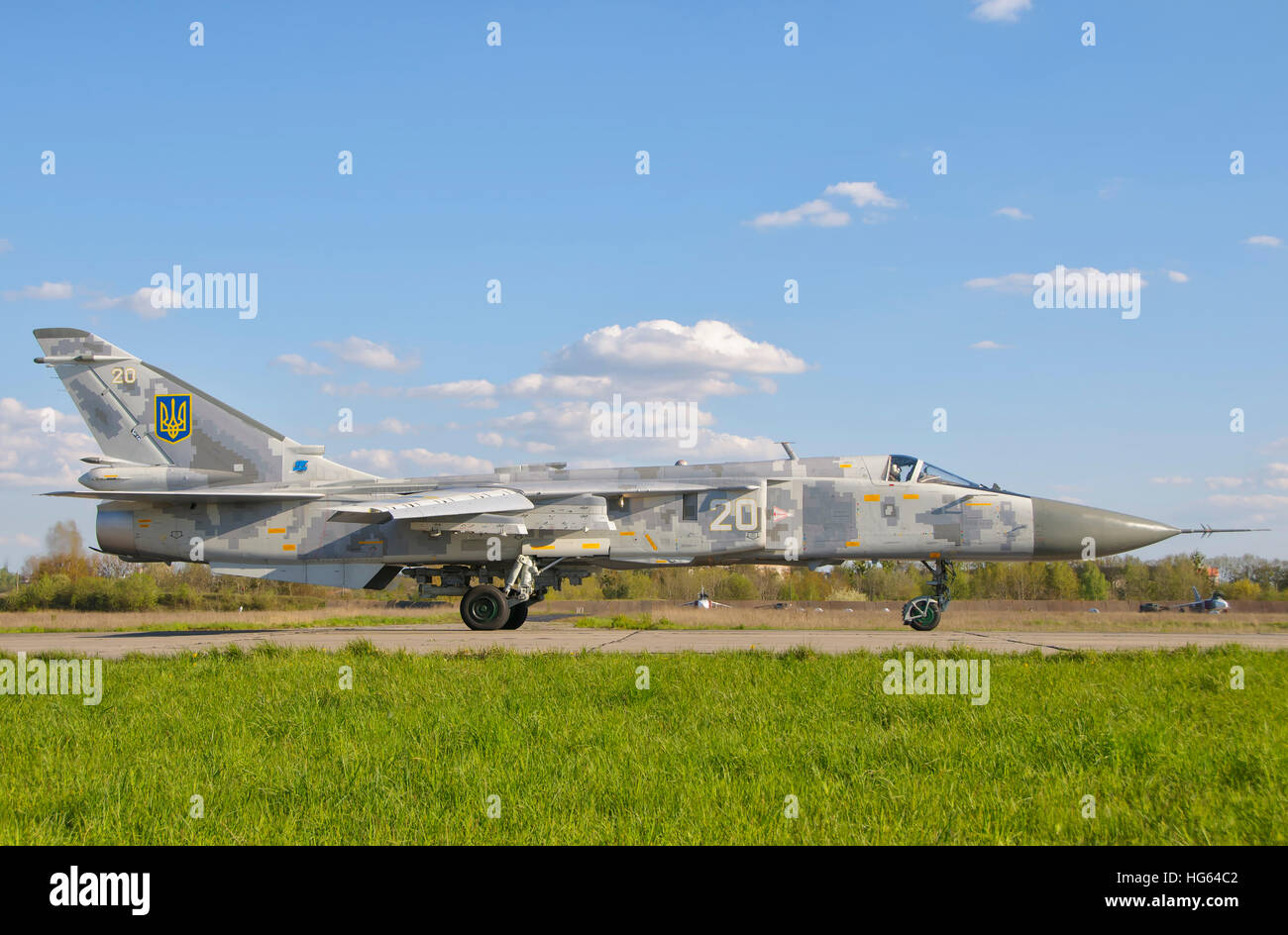 Ukrainian Air Force Su-24 at Lutsk Air Base, Ukraine. Stock Photo