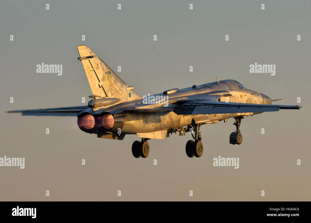 Ukrainian Air Force Su-24 during training deployment. Stock Photo