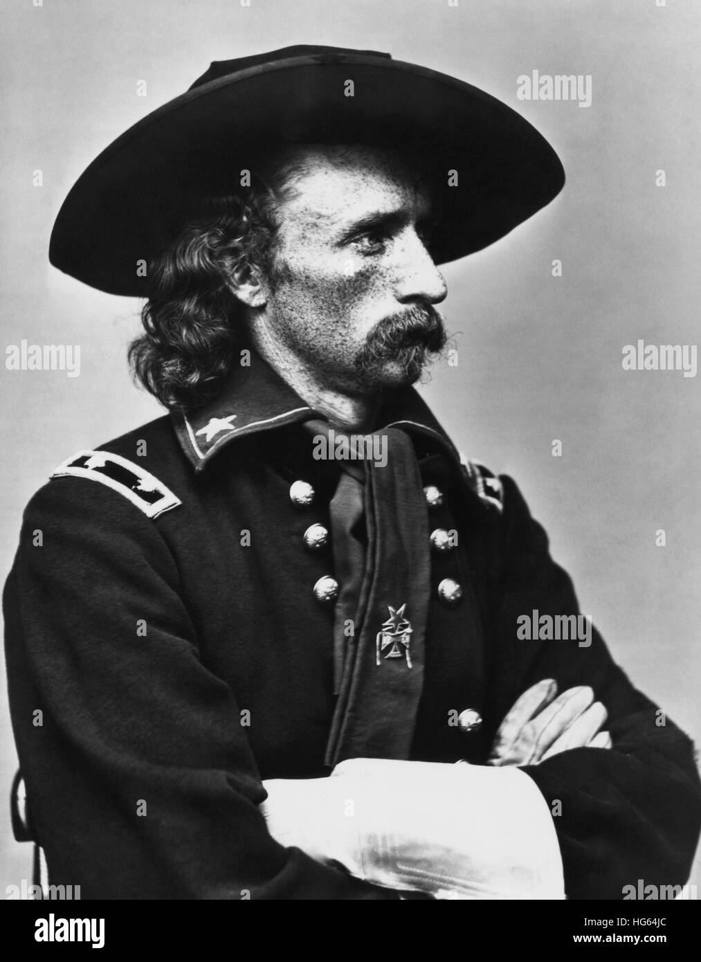 Vintage American Civil War photo of Major General George Armstrong Custer. Stock Photo