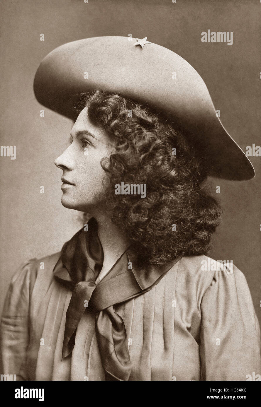 Portrait of American sharpshooter, Annie Oakley. Stock Photo