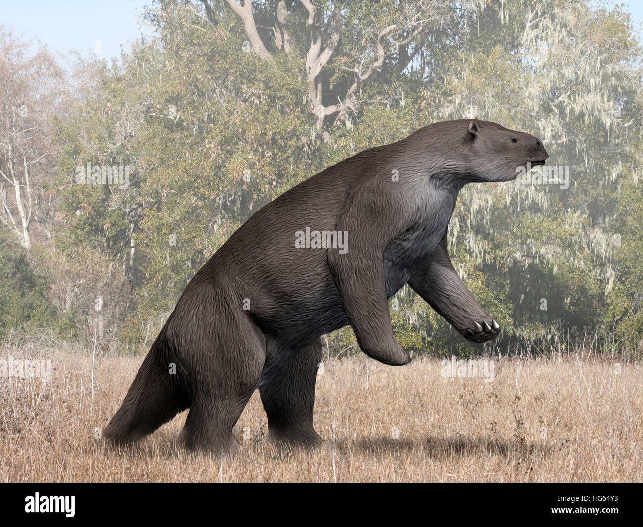 Megatherium animal from the Pleistocene epoch of South America. Stock Photo