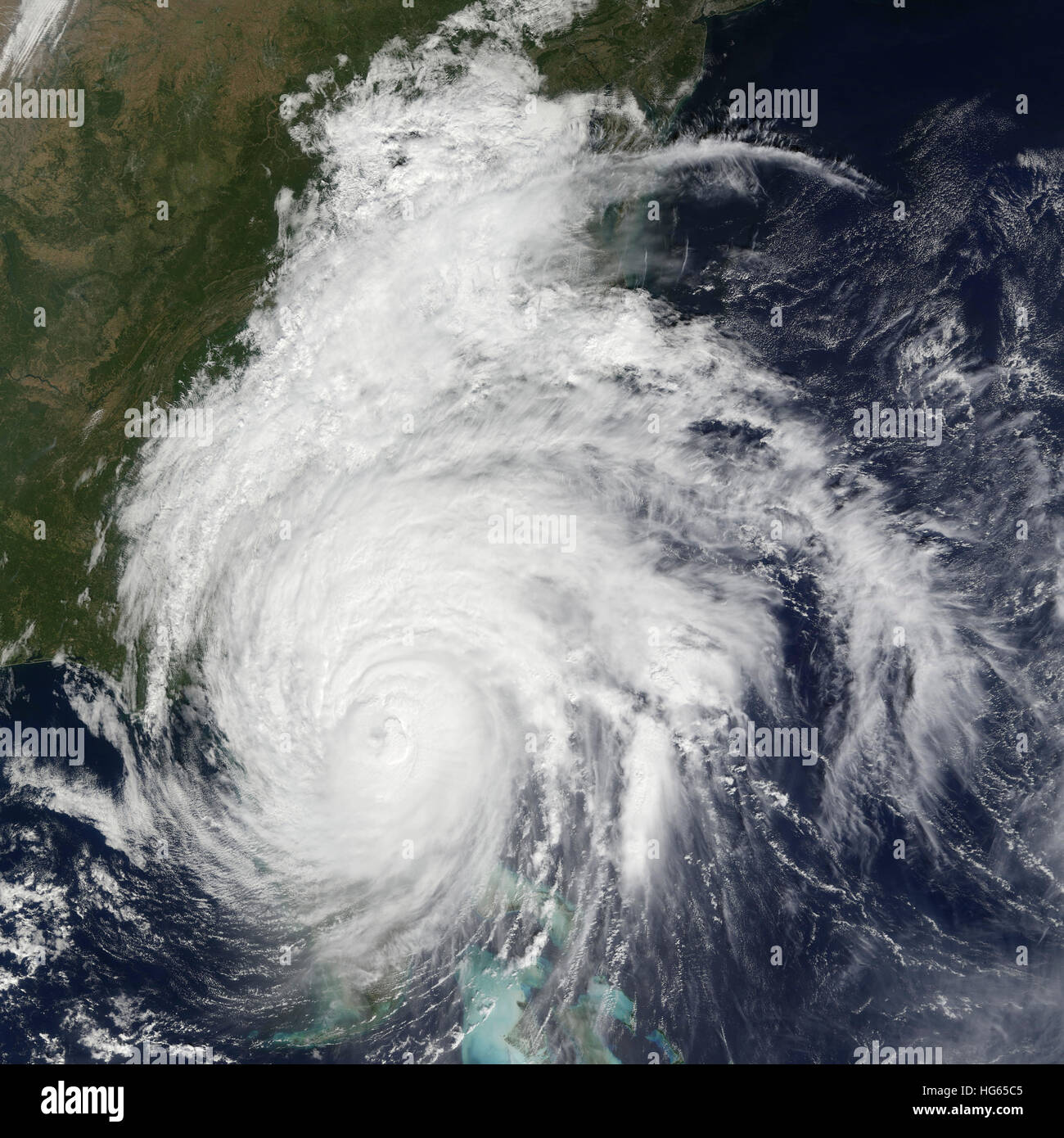 October 7, 2016 - Satellite view of Hurricane Matthew. Stock Photo