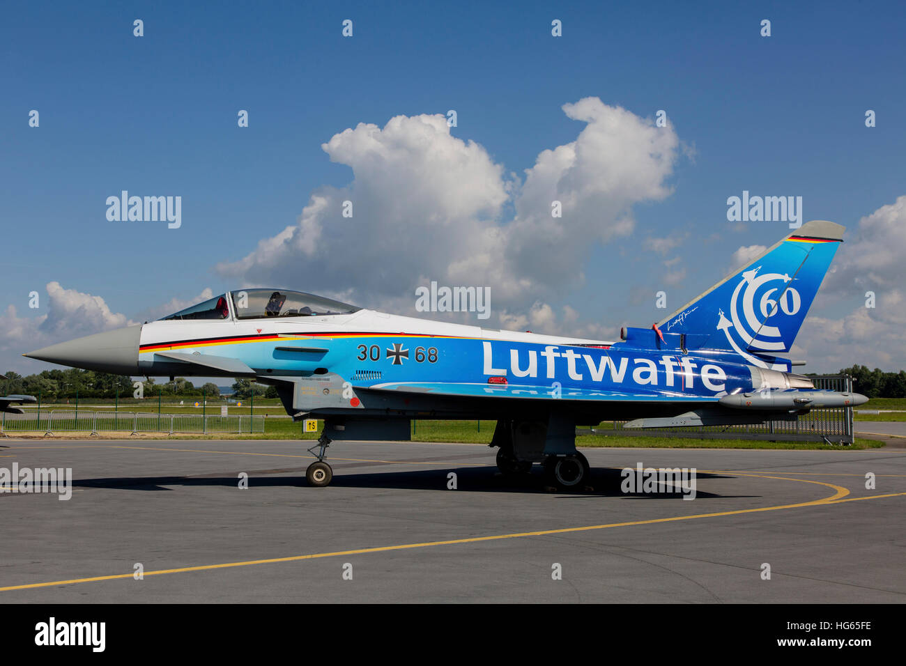German Air Force Typhoon fighter plane in Luftwaffe markings. Stock Photo