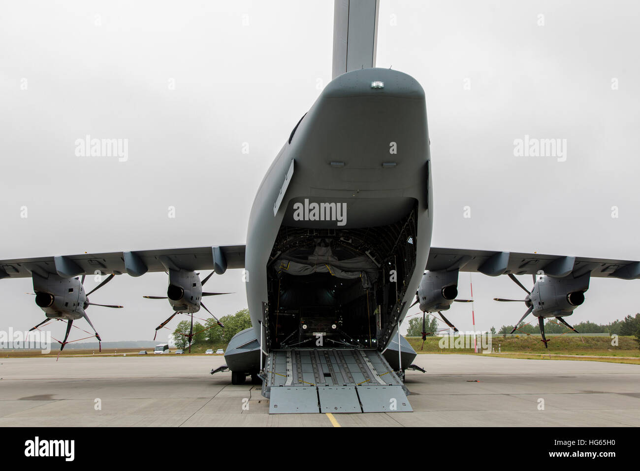 German Air Force Airbus A400M transport plane, Holzdorf, Germany. Stock Photo