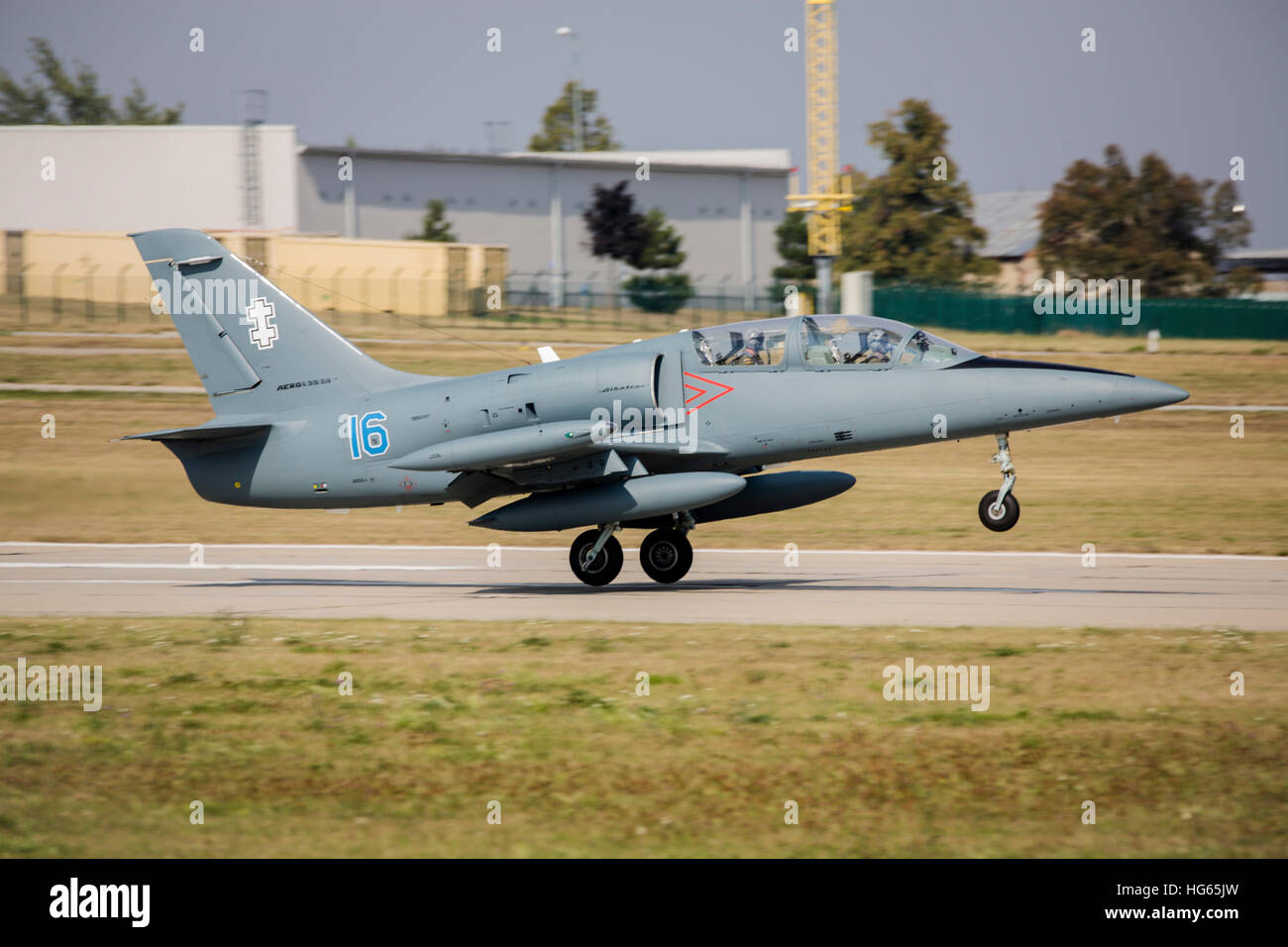 Lithuanian Air Force L-39ZA Albatros at a NATO exercise. Stock Photo