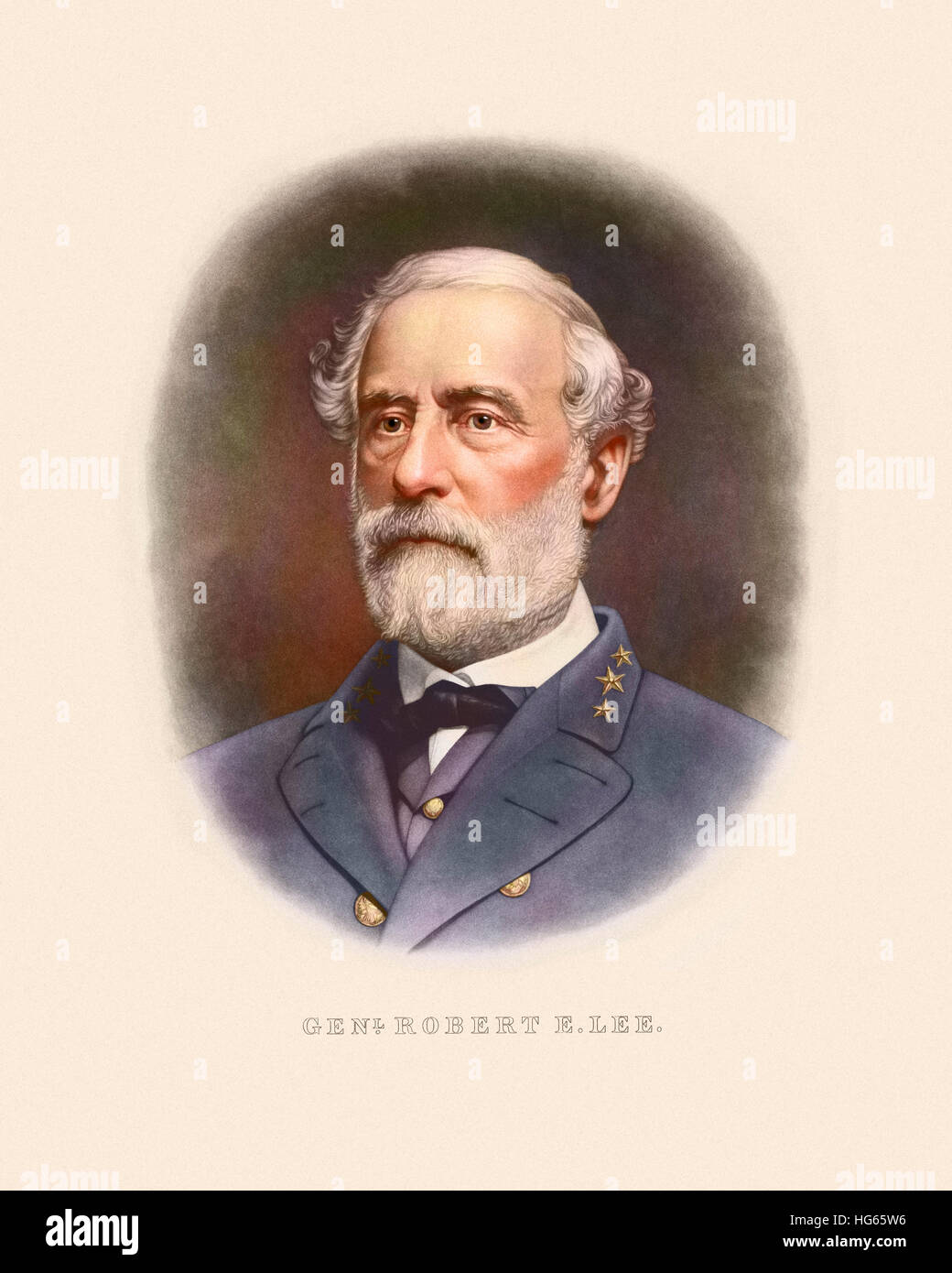 Civil War artwork of Confederate General Robert E. Lee. Stock Photo