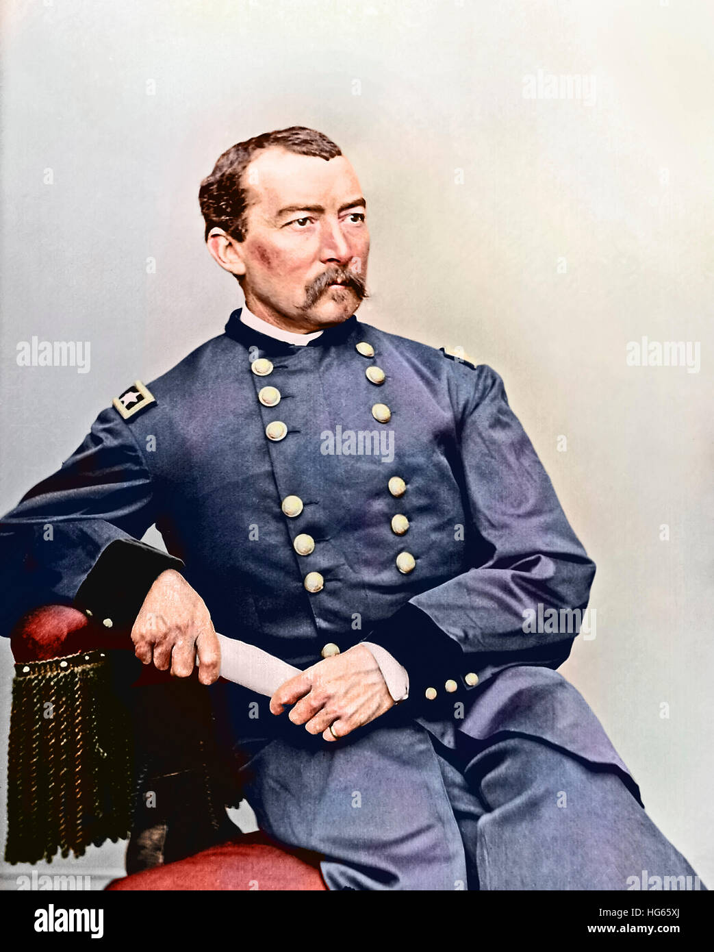 Union Army General Philip Sheridan sitting on a chair. Stock Photo